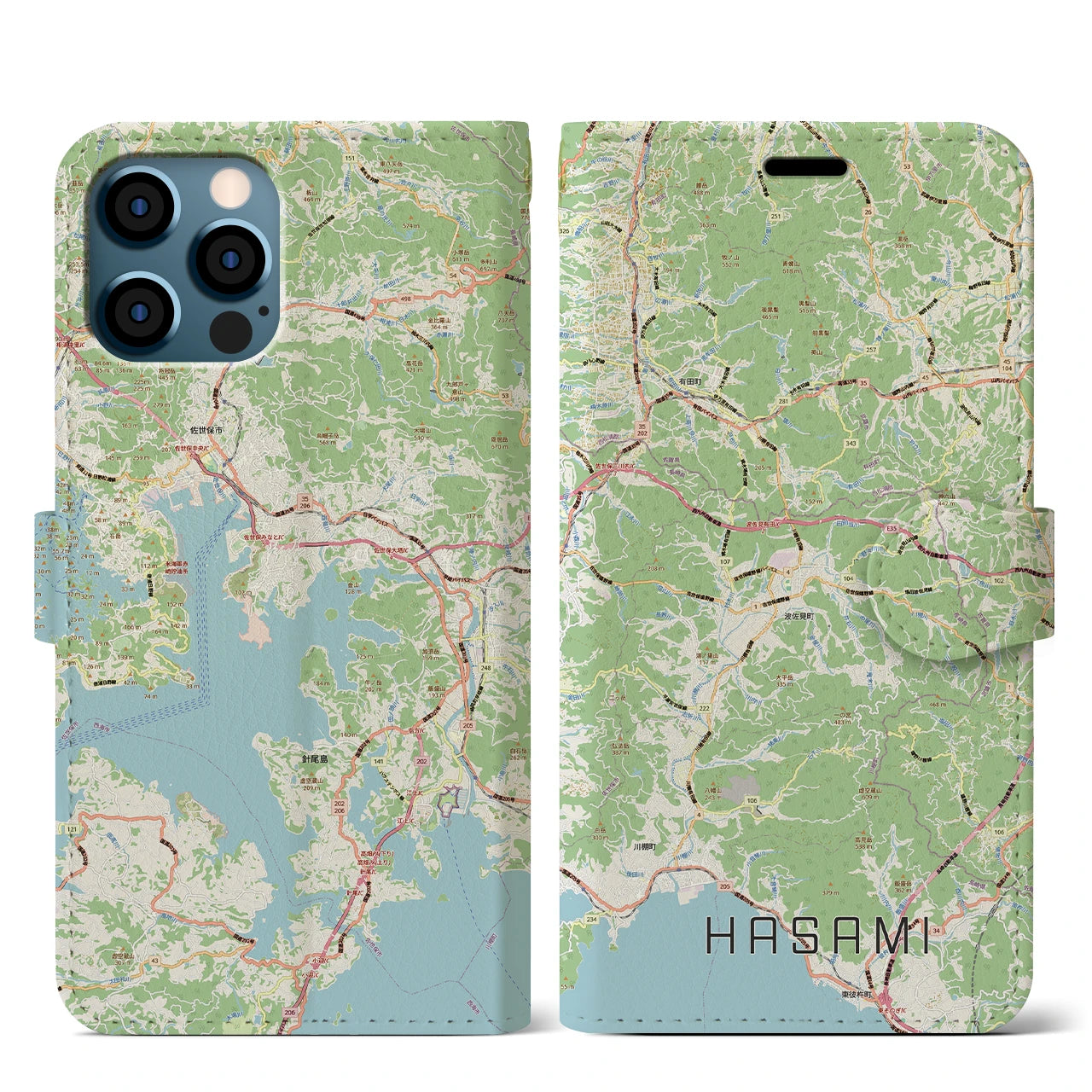 【波佐見（長崎県）】地図柄iPhoneケース（手帳タイプ）