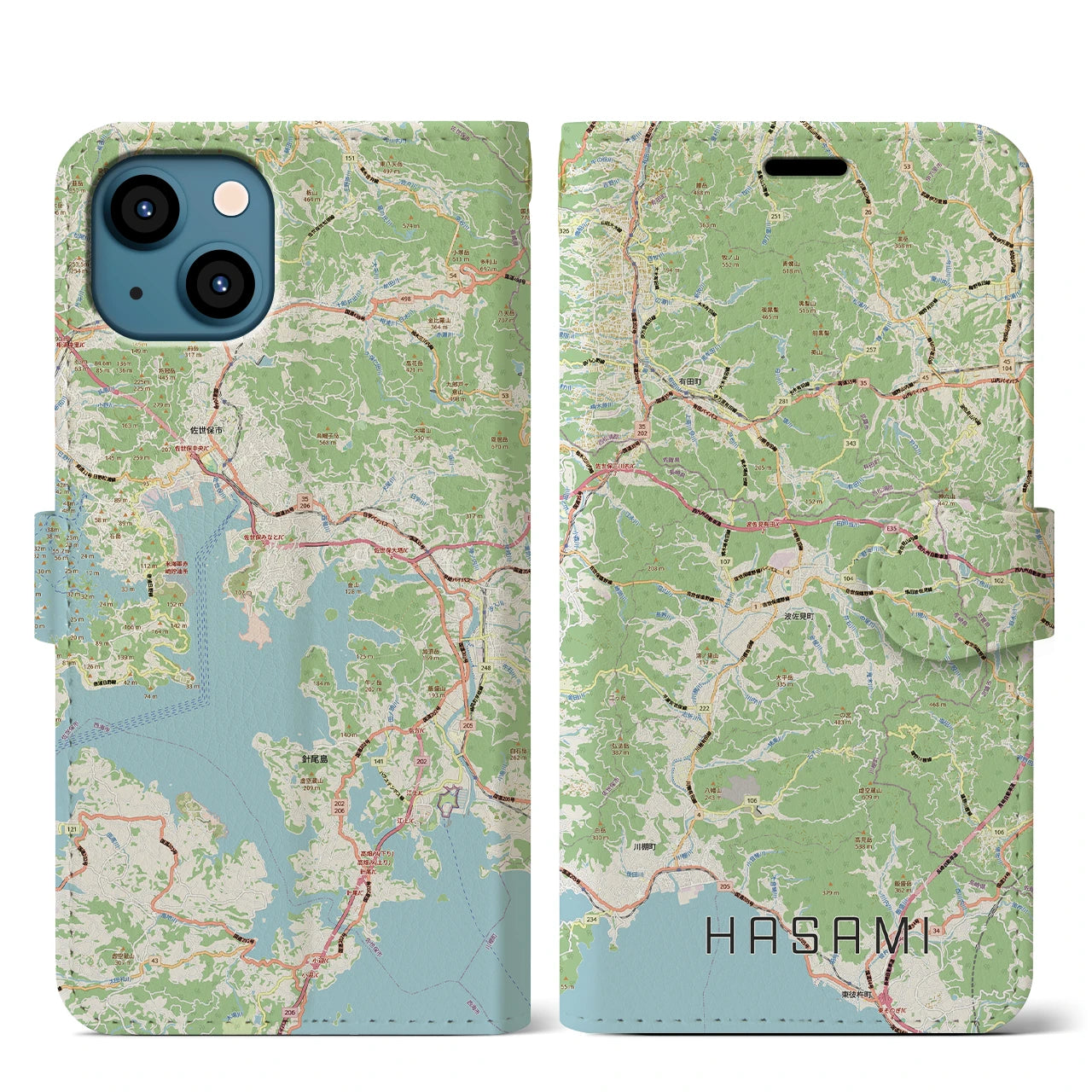 【波佐見（長崎県）】地図柄iPhoneケース（手帳タイプ）
