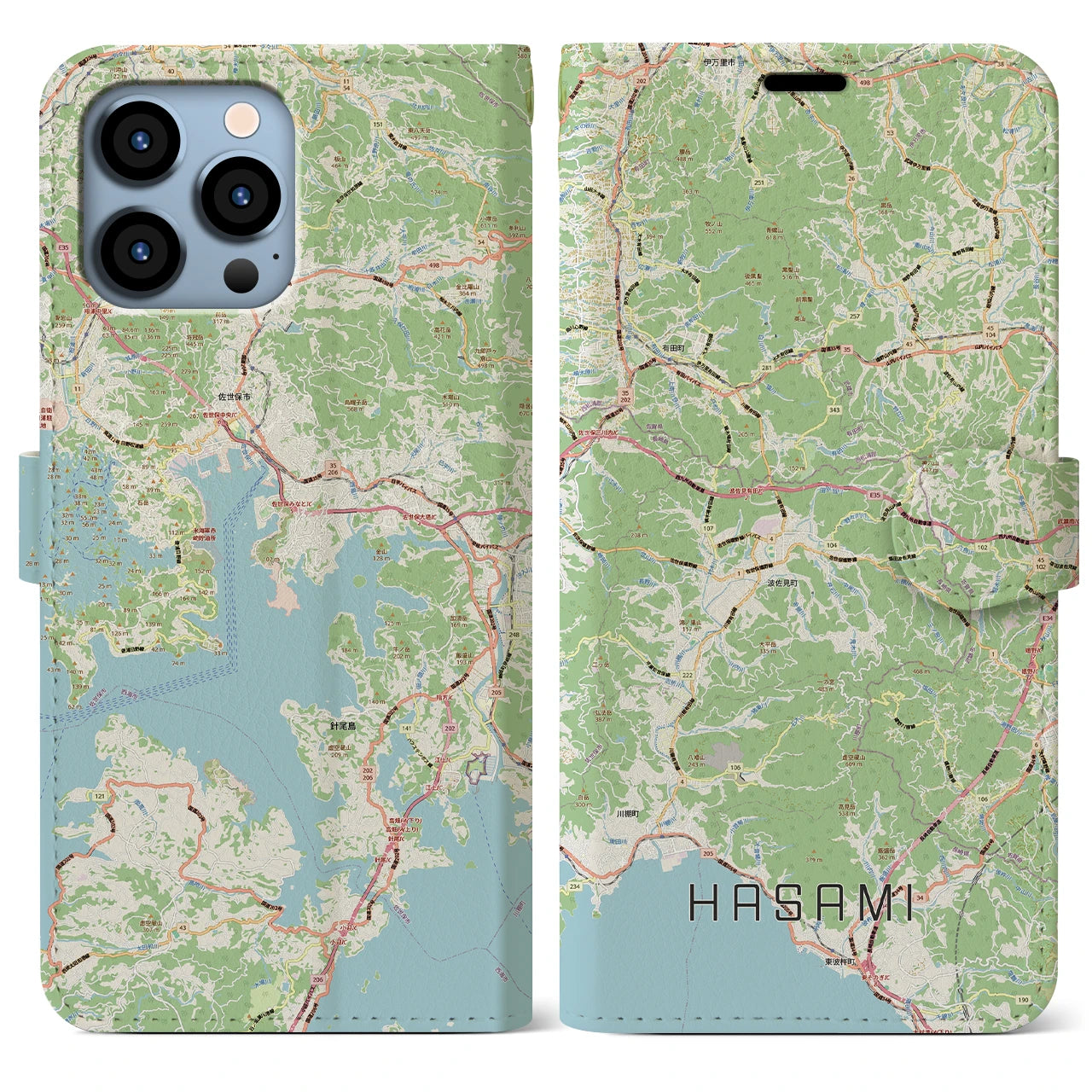 【波佐見（長崎県）】地図柄iPhoneケース（手帳タイプ）