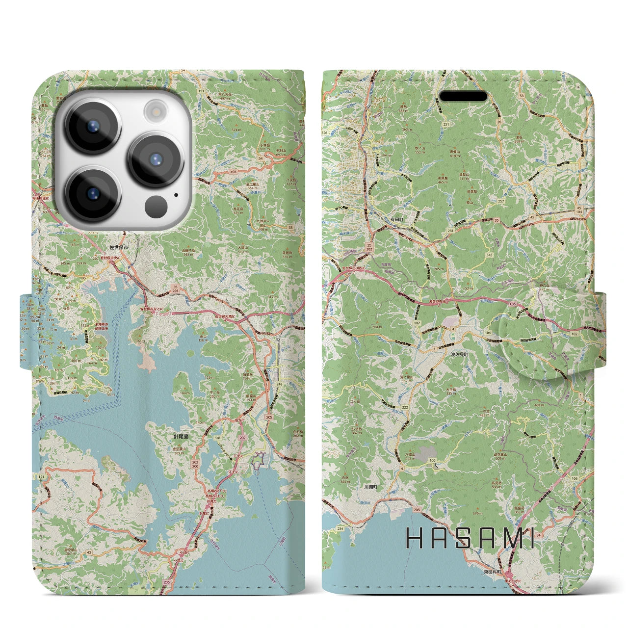 【波佐見（長崎県）】地図柄iPhoneケース（手帳タイプ）