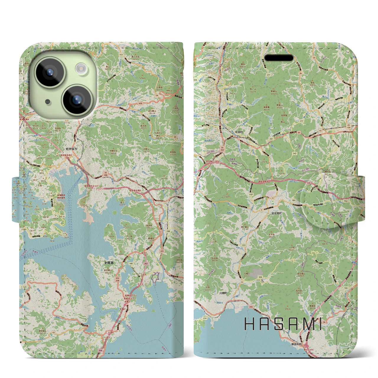 【波佐見（長崎県）】地図柄iPhoneケース（手帳タイプ）