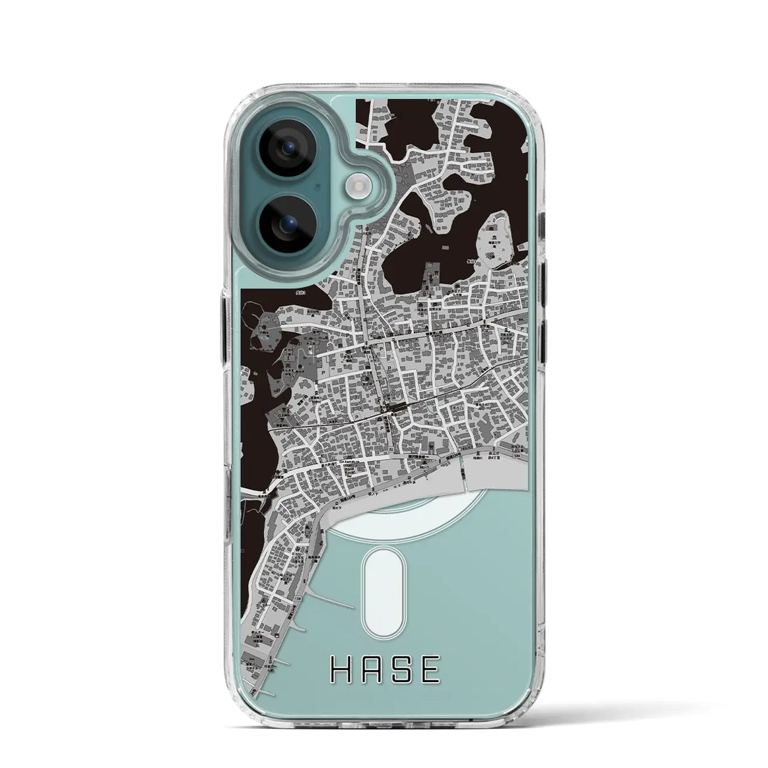 【長谷（神奈川県）】地図柄iPhoneケース（MagSafeタイプ）モノトーン・iPhone 16 Pro 用