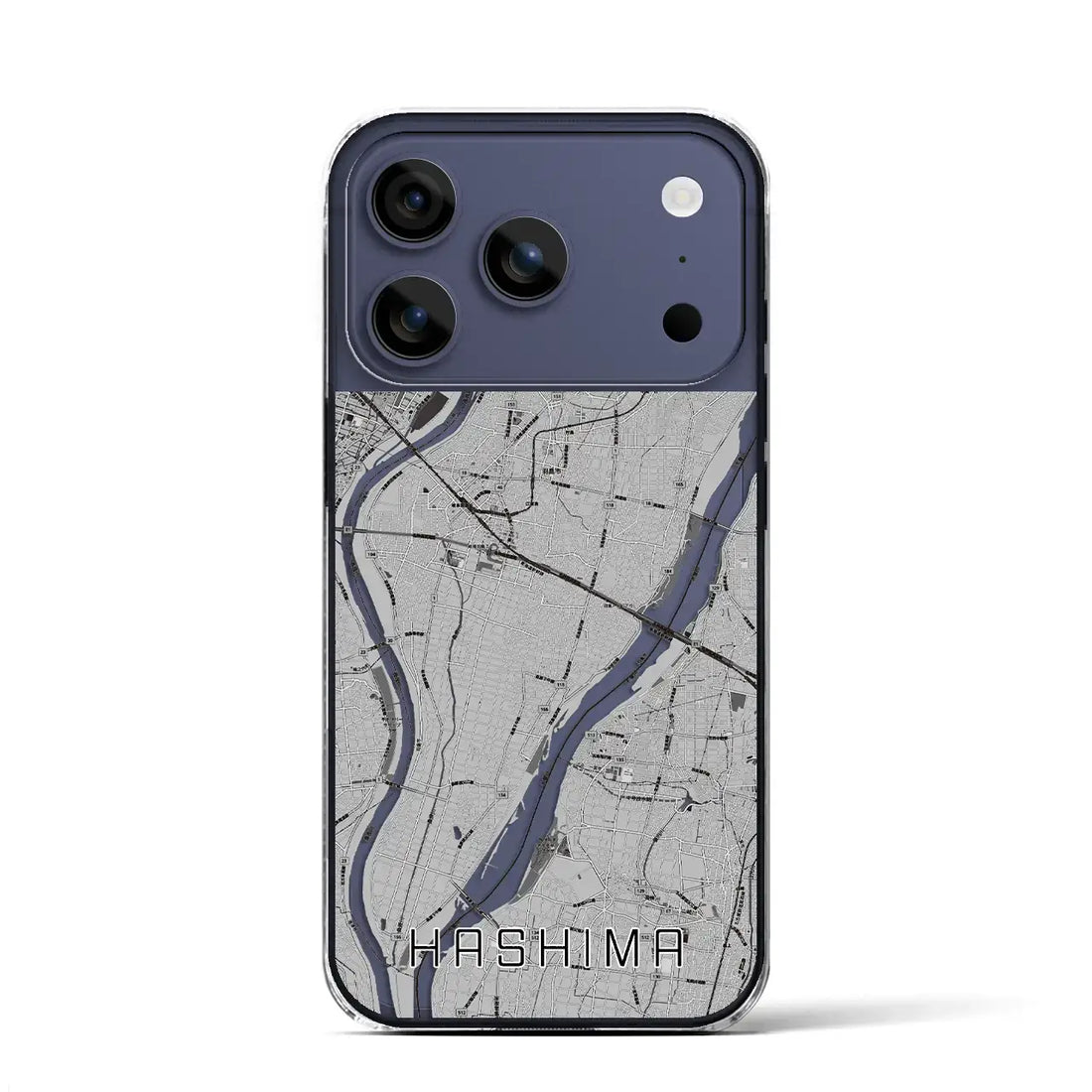 【羽島（岐阜県）】地図柄iPhoneケース（クリアタイプ）モノトーン・iPhone 17 Pro Max 用