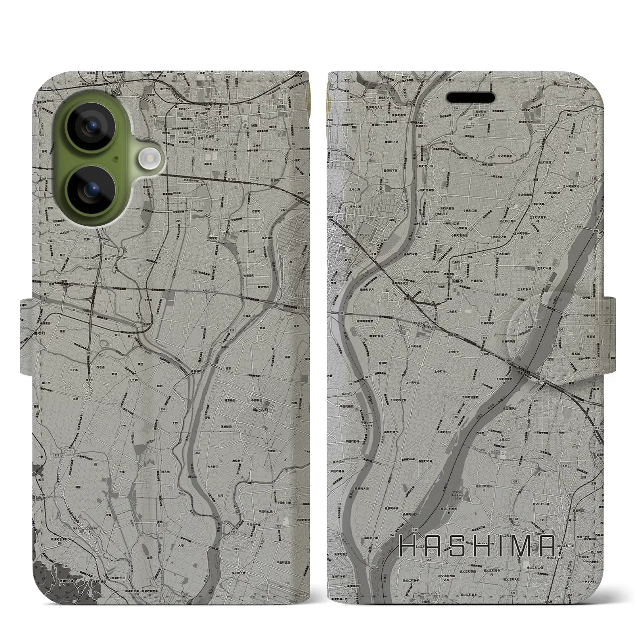 【羽島（岐阜県）】地図柄iPhoneケース（手帳タイプ）