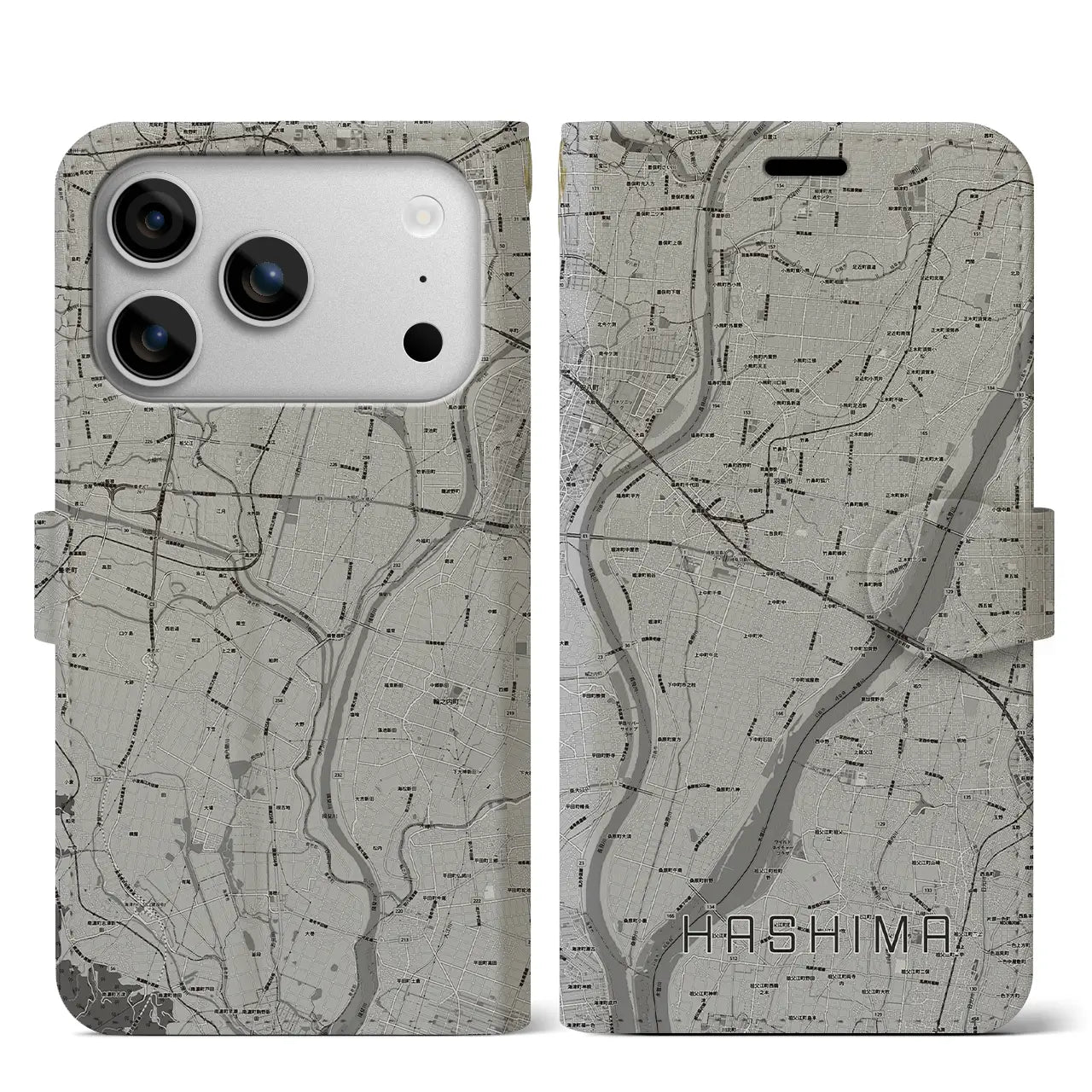 【羽島（岐阜県）】地図柄iPhoneケース（手帳タイプ）