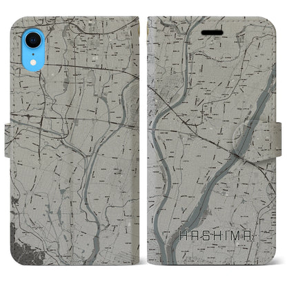 【羽島（岐阜県）】地図柄iPhoneケース（手帳タイプ）モノトーン・iPhone XR 用