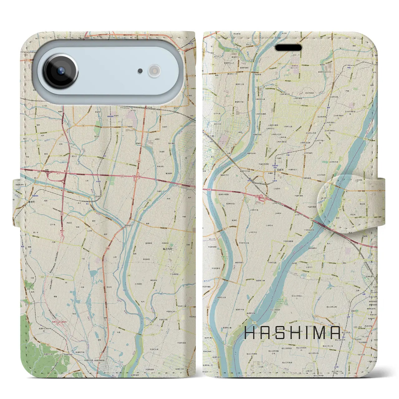 【羽島（岐阜県）】地図柄iPhoneケース（手帳タイプ）