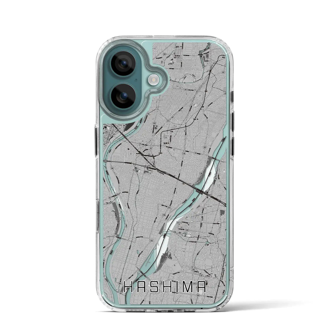【羽島（岐阜県）】地図柄iPhoneケース（MagSafeタイプ）モノトーン・iPhone 16 Pro 用