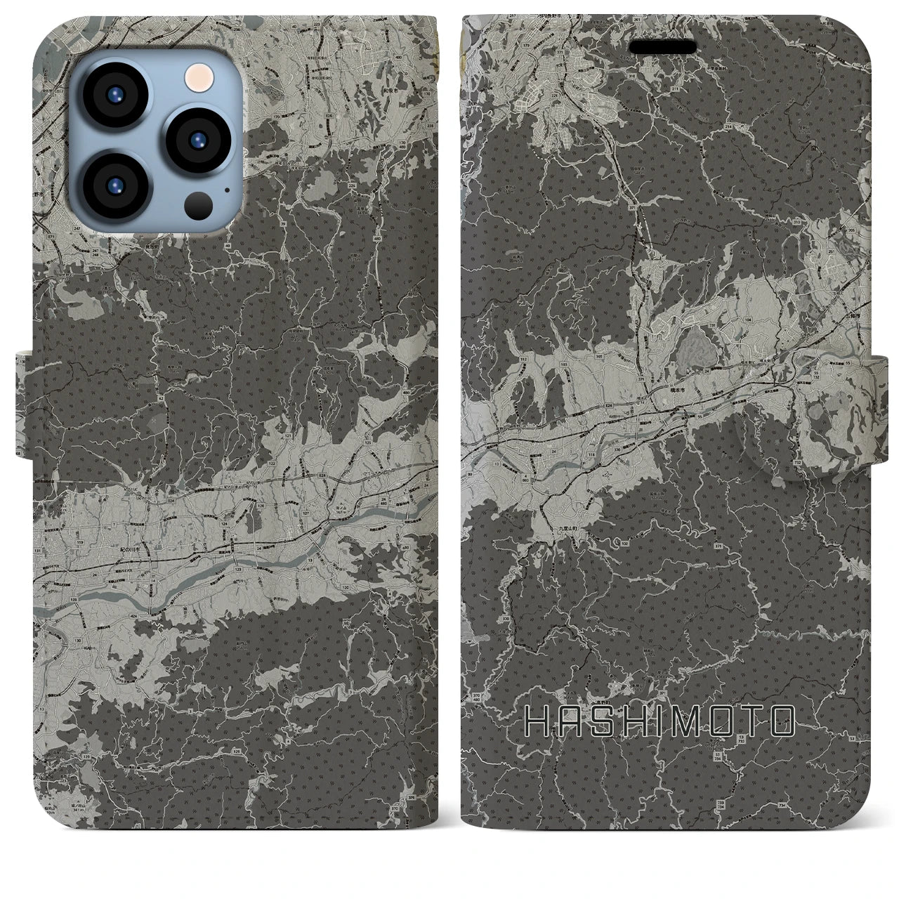 【橋本（和歌山県）】地図柄iPhoneケース（手帳タイプ）