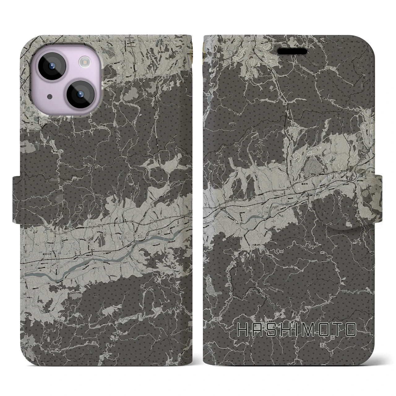 【橋本（和歌山県）】地図柄iPhoneケース（手帳タイプ）