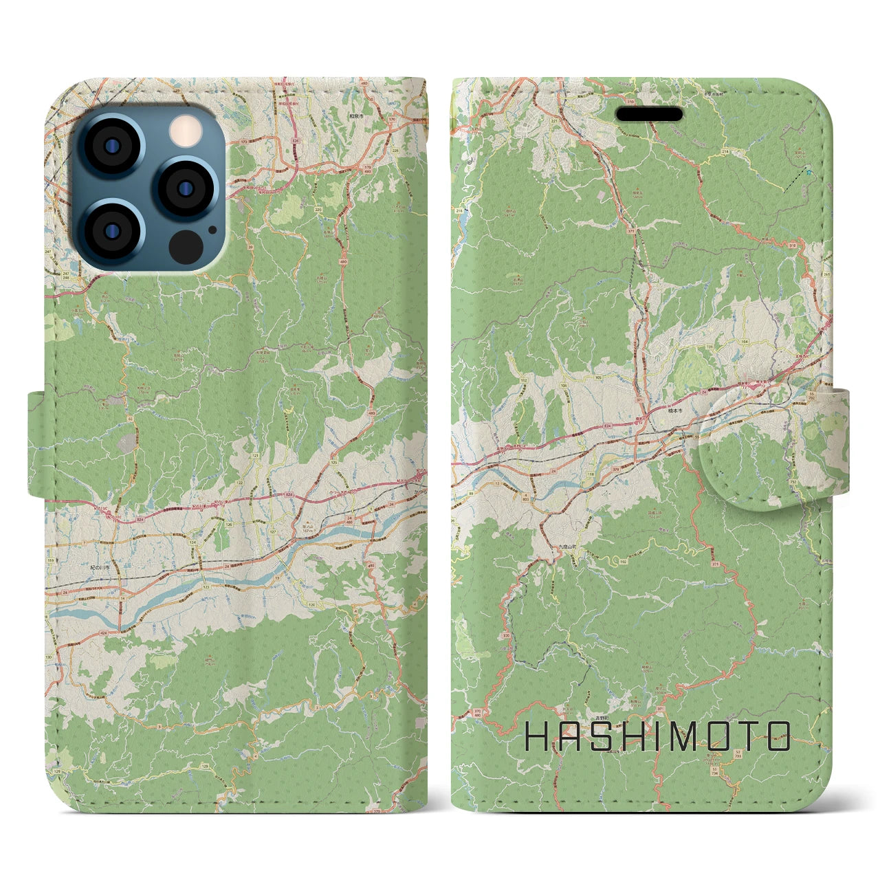 【橋本（和歌山県）】地図柄iPhoneケース（手帳タイプ）