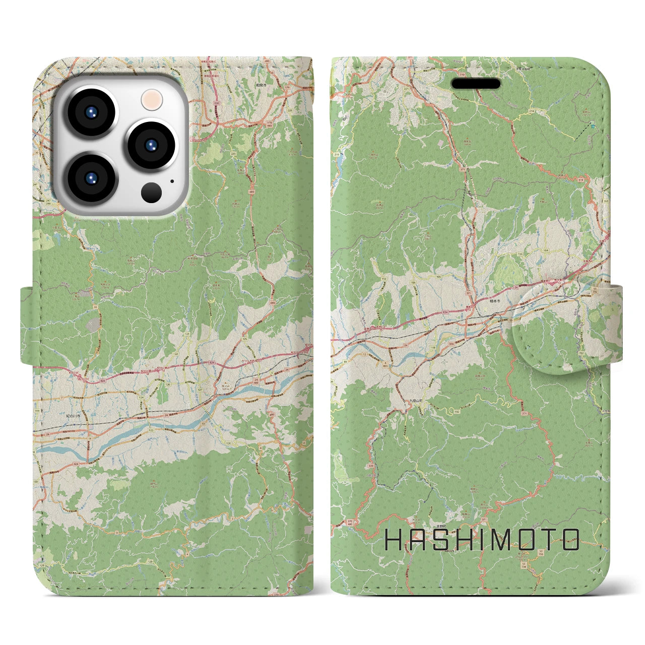 【橋本（和歌山県）】地図柄iPhoneケース（手帳タイプ）