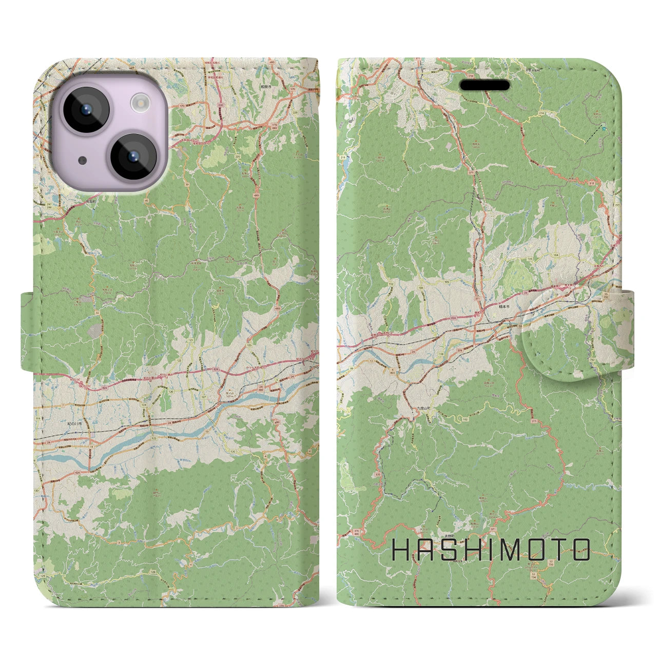 【橋本（和歌山県）】地図柄iPhoneケース（手帳タイプ）