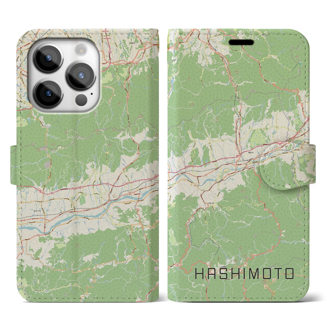 【橋本（和歌山県）】地図柄iPhoneケース（手帳タイプ）