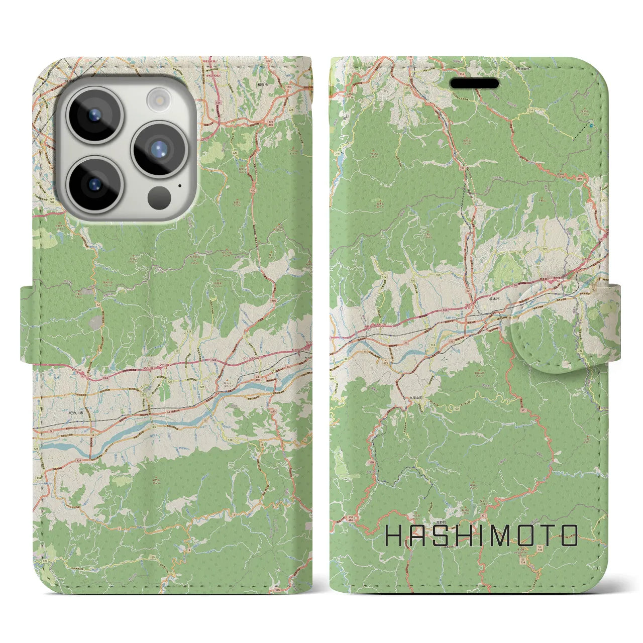 【橋本（和歌山県）】地図柄iPhoneケース（手帳タイプ）