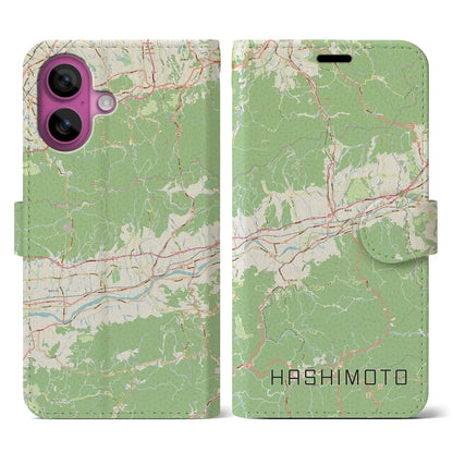 【橋本（和歌山県）】地図柄iPhoneケース（手帳タイプ）ナチュラル・iPhone 16 Pro 用