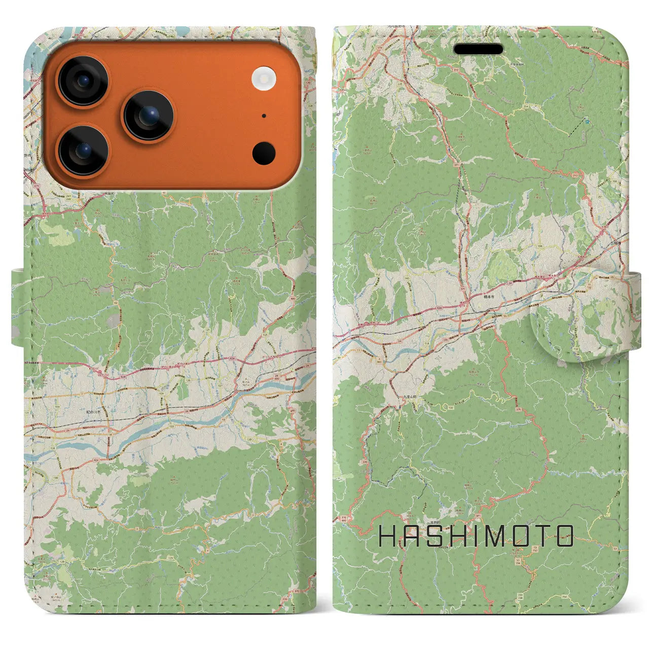 【橋本（和歌山県）】地図柄iPhoneケース（手帳タイプ）