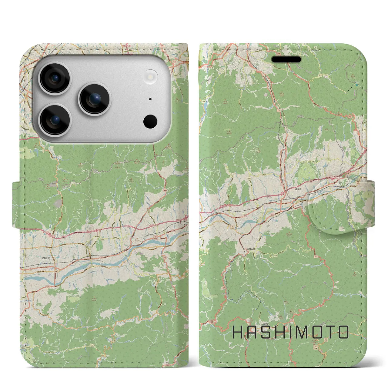 【橋本（和歌山県）】地図柄iPhoneケース（手帳タイプ）