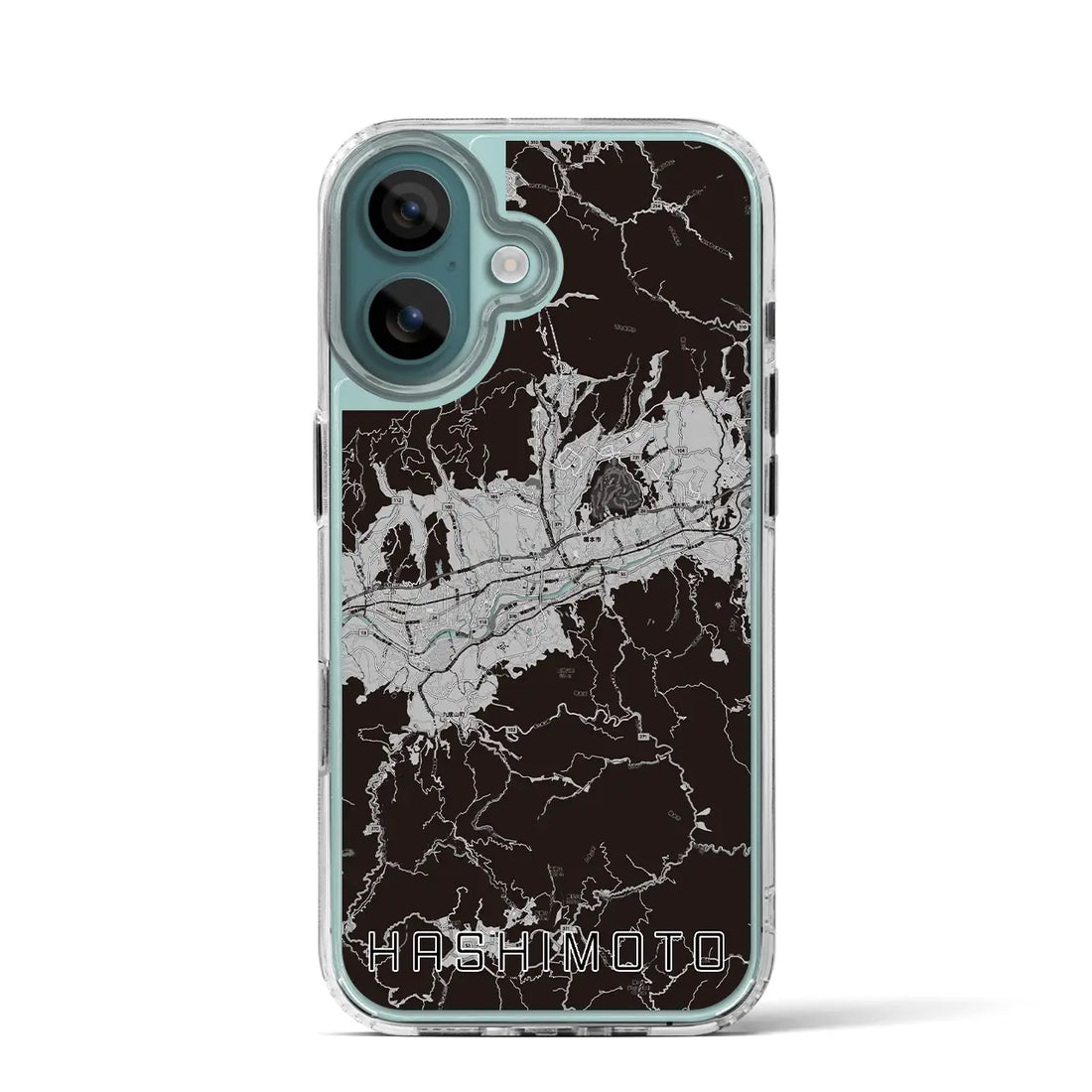 【橋本（和歌山県）】地図柄iPhoneケース（MagSafeタイプ）モノトーン・iPhone 16 Pro 用