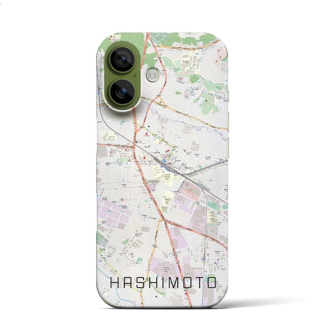 【橋本(神奈川県)】地図柄iPhoneケース(バックカバータイプ)ブラック・iPhone 17 Pro Max 用