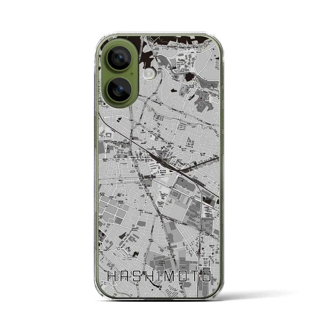 【橋本（神奈川県）】地図柄iPhoneケース（クリアタイプ）モノトーン・iPhone 17 Pro Max 用