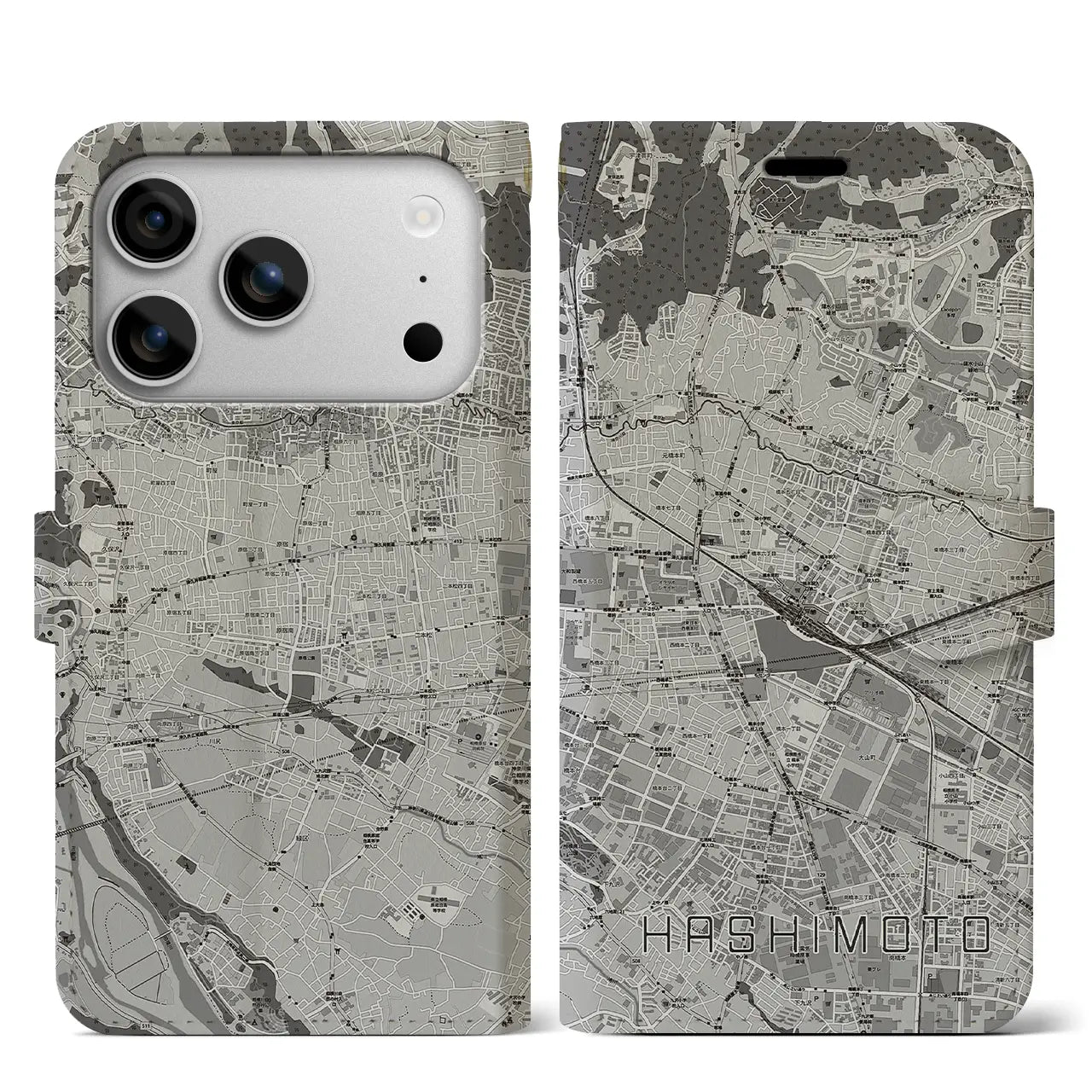 【橋本（神奈川県）】地図柄iPhoneケース（手帳タイプ）