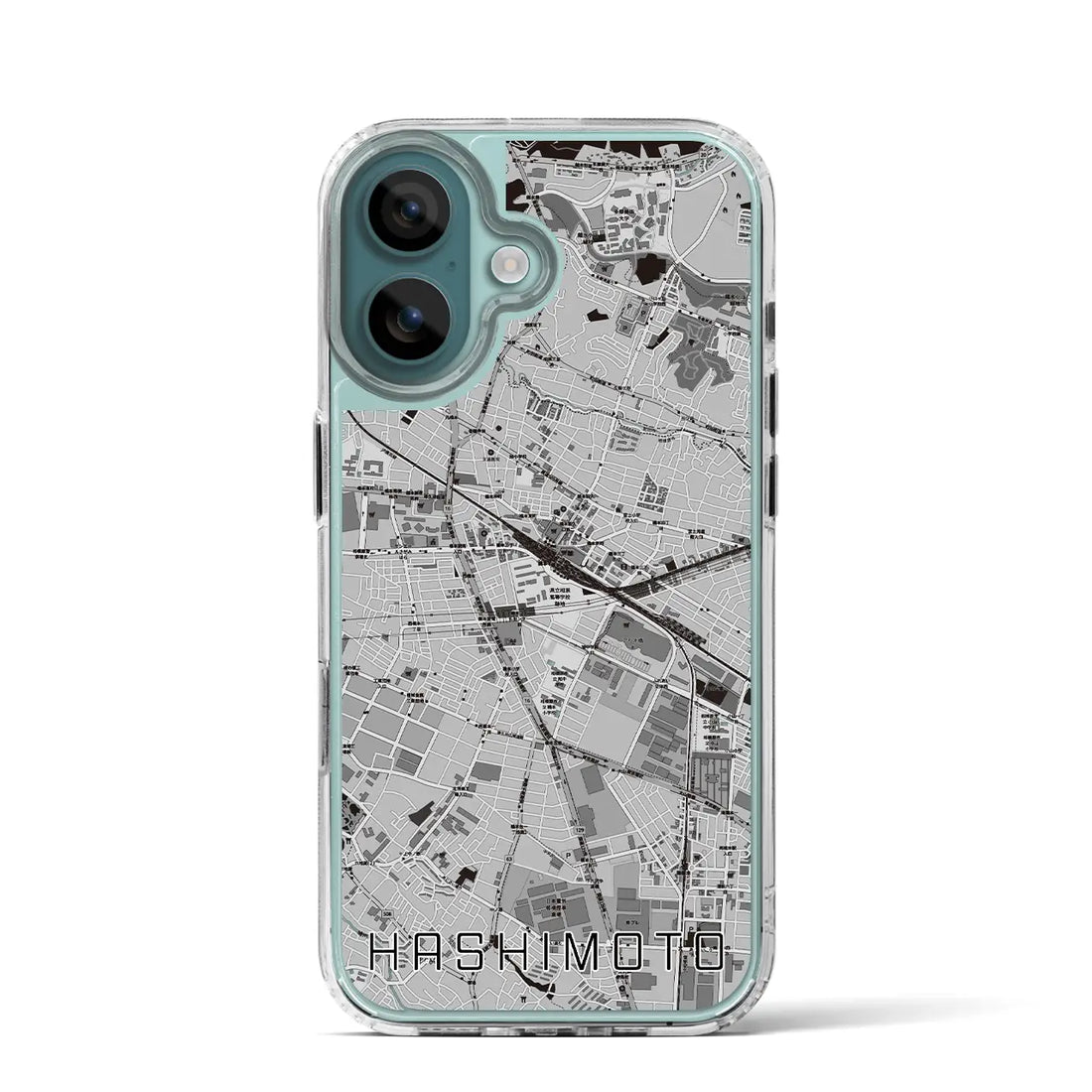 【橋本（神奈川県）】地図柄iPhoneケース（MagSafeタイプ）モノトーン・iPhone 16 Pro 用