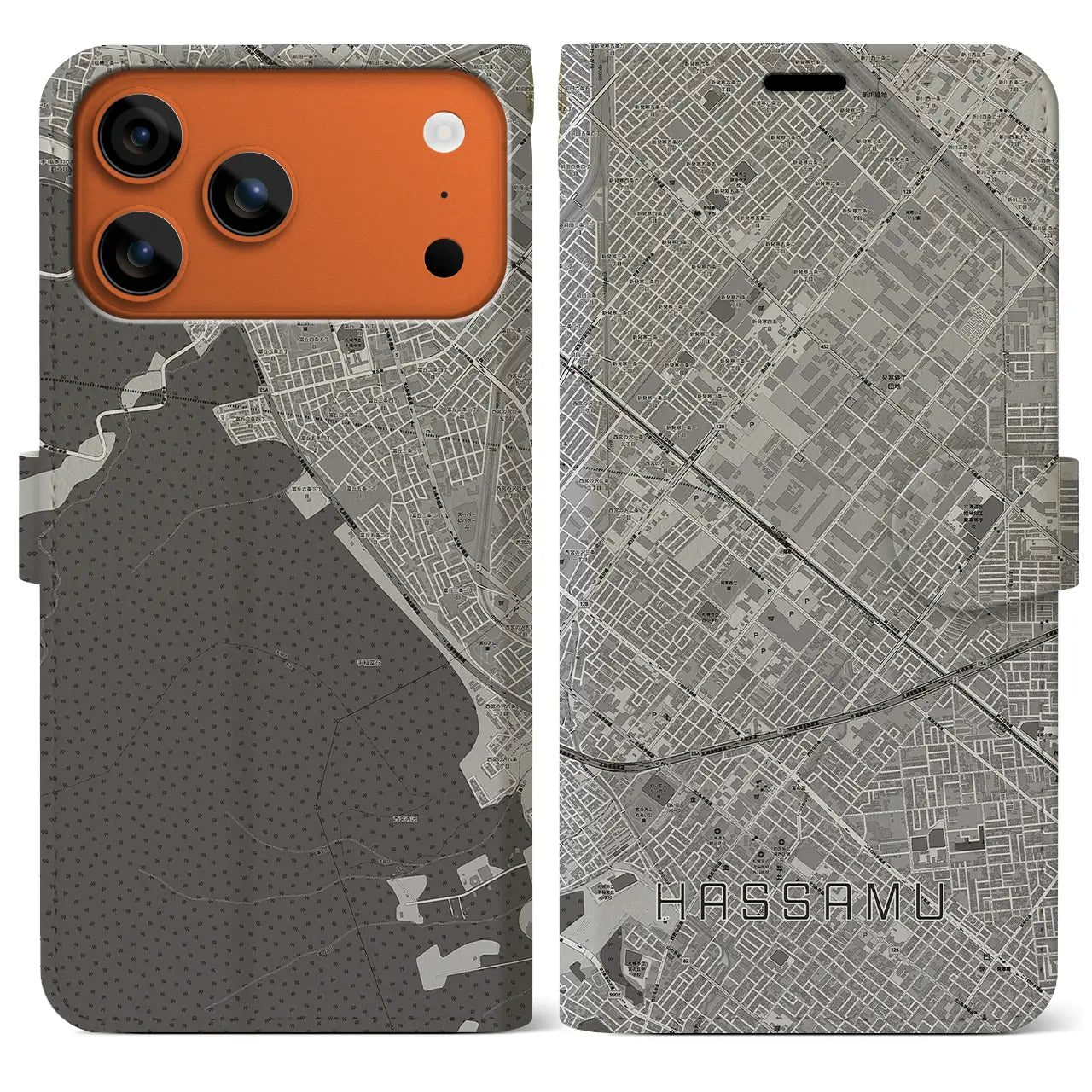 【発寒（北海道）】地図柄iPhoneケース（手帳タイプ）