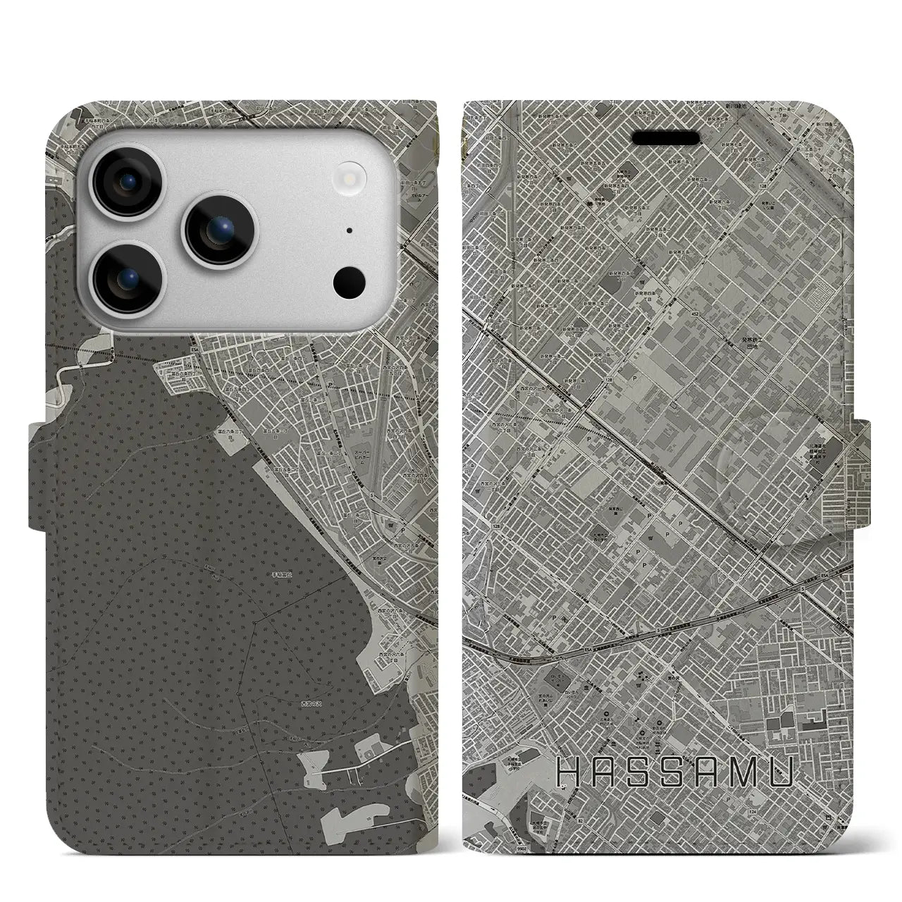 【発寒（北海道）】地図柄iPhoneケース（手帳タイプ）