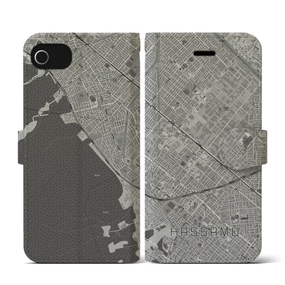 【発寒（北海道）】地図柄iPhoneケース（手帳タイプ）モノトーン・iPhone SE（第3 / 第2世代） / 8 / 7 / 6s / 6 用