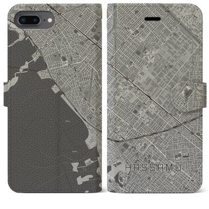 【発寒（北海道）】地図柄iPhoneケース（手帳タイプ）モノトーン・iPhone 8Plus /7Plus / 6sPlus / 6Plus 用