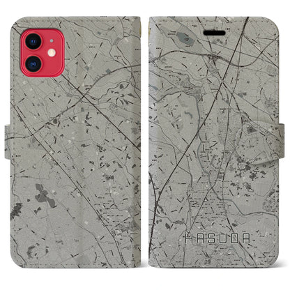 【蓮田（埼玉県）】地図柄iPhoneケース（手帳タイプ）モノトーン・iPhone 11 用