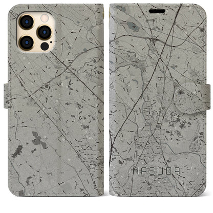 【蓮田（埼玉県）】地図柄iPhoneケース（手帳タイプ）モノトーン・iPhone 12 Pro Max 用