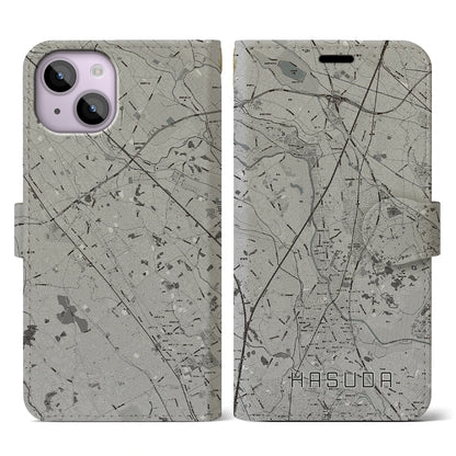 【蓮田（埼玉県）】地図柄iPhoneケース（手帳タイプ）モノトーン・iPhone 14 用