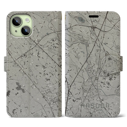 【蓮田（埼玉県）】地図柄iPhoneケース（手帳タイプ）モノトーン・iPhone 15 用