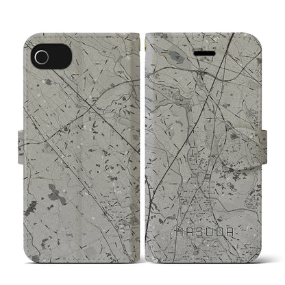 【蓮田（埼玉県）】地図柄iPhoneケース（手帳タイプ）モノトーン・iPhone SE（第3 / 第2世代） / 8 / 7 / 6s / 6 用