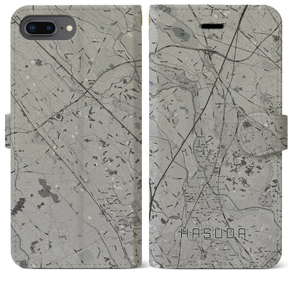 【蓮田（埼玉県）】地図柄iPhoneケース（手帳タイプ）モノトーン・iPhone 8Plus /7Plus / 6sPlus / 6Plus 用