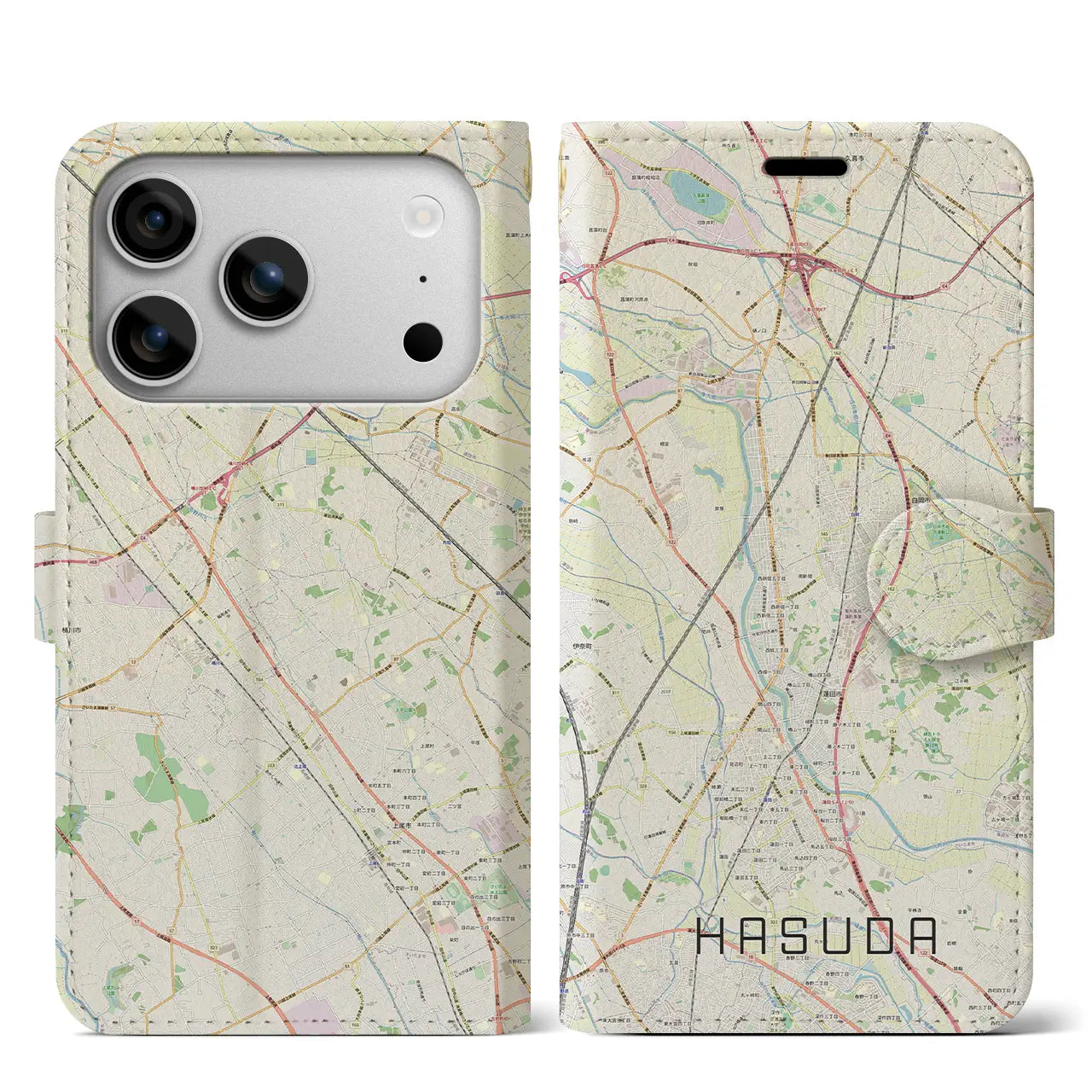 【蓮田（埼玉県）】地図柄iPhoneケース（手帳タイプ）