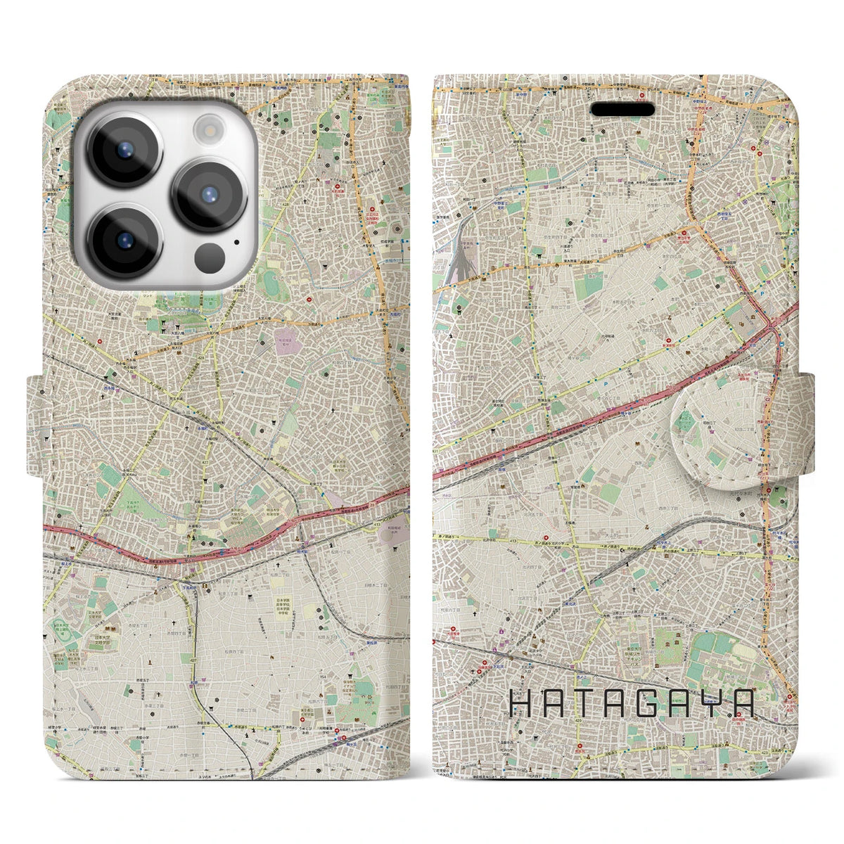 【幡ヶ谷（東京都）】地図柄iPhoneケース（手帳タイプ）