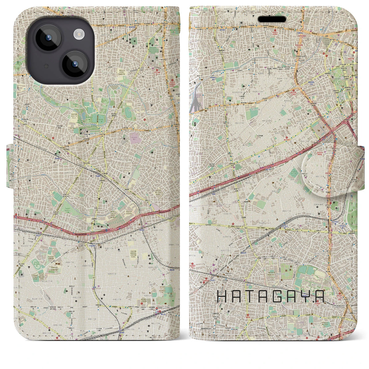 【幡ヶ谷（東京都）】地図柄iPhoneケース（手帳タイプ）