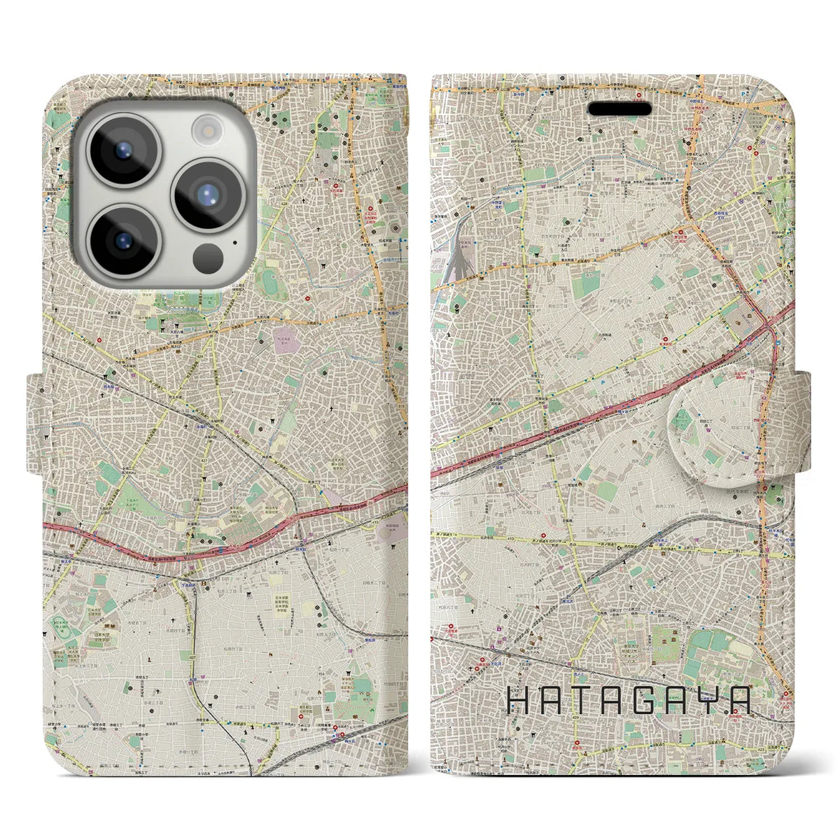 【幡ヶ谷（東京都）】地図柄iPhoneケース（手帳タイプ）