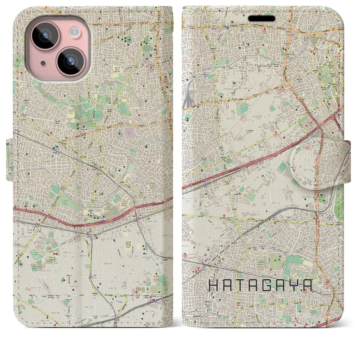 【幡ヶ谷（東京都）】地図柄iPhoneケース（手帳タイプ）