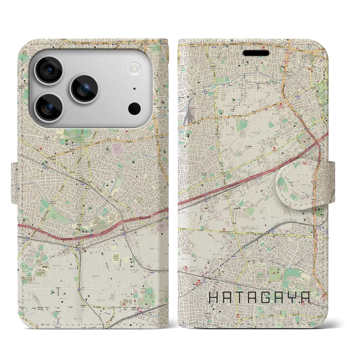 【幡ヶ谷（東京都）】地図柄iPhoneケース（手帳タイプ）