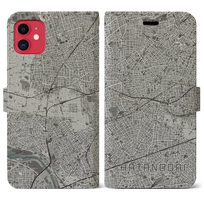 【旗の台（東京都）】地図柄iPhoneケース（手帳タイプ）モノトーン・iPhone 11 用