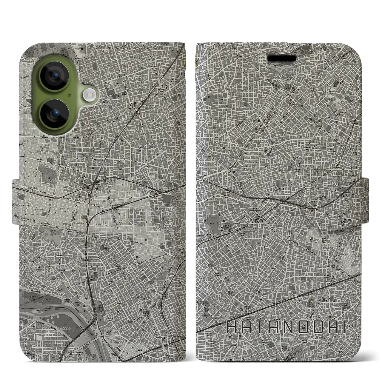 【旗の台（東京都）】地図柄iPhoneケース（手帳タイプ）