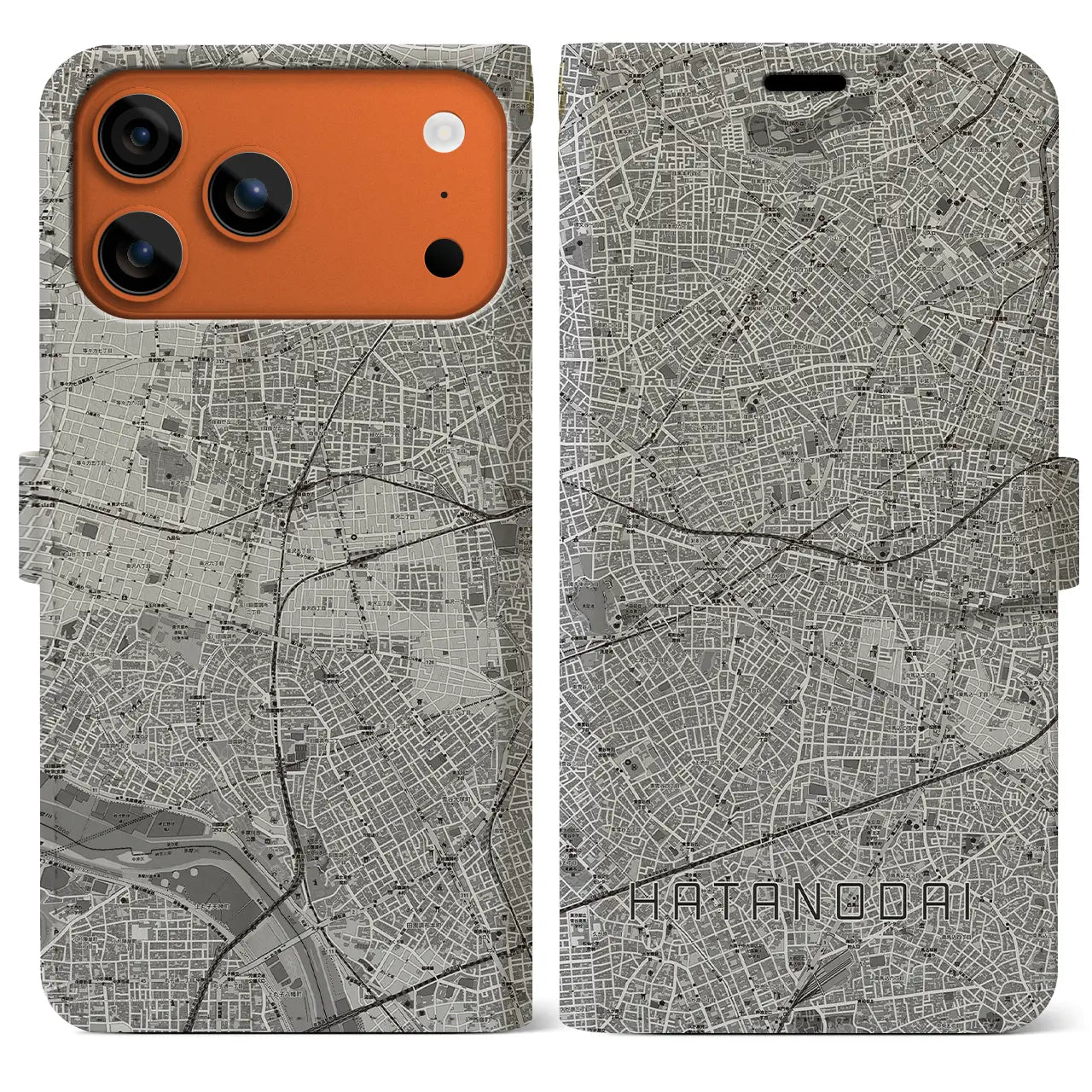 【旗の台（東京都）】地図柄iPhoneケース（手帳タイプ）