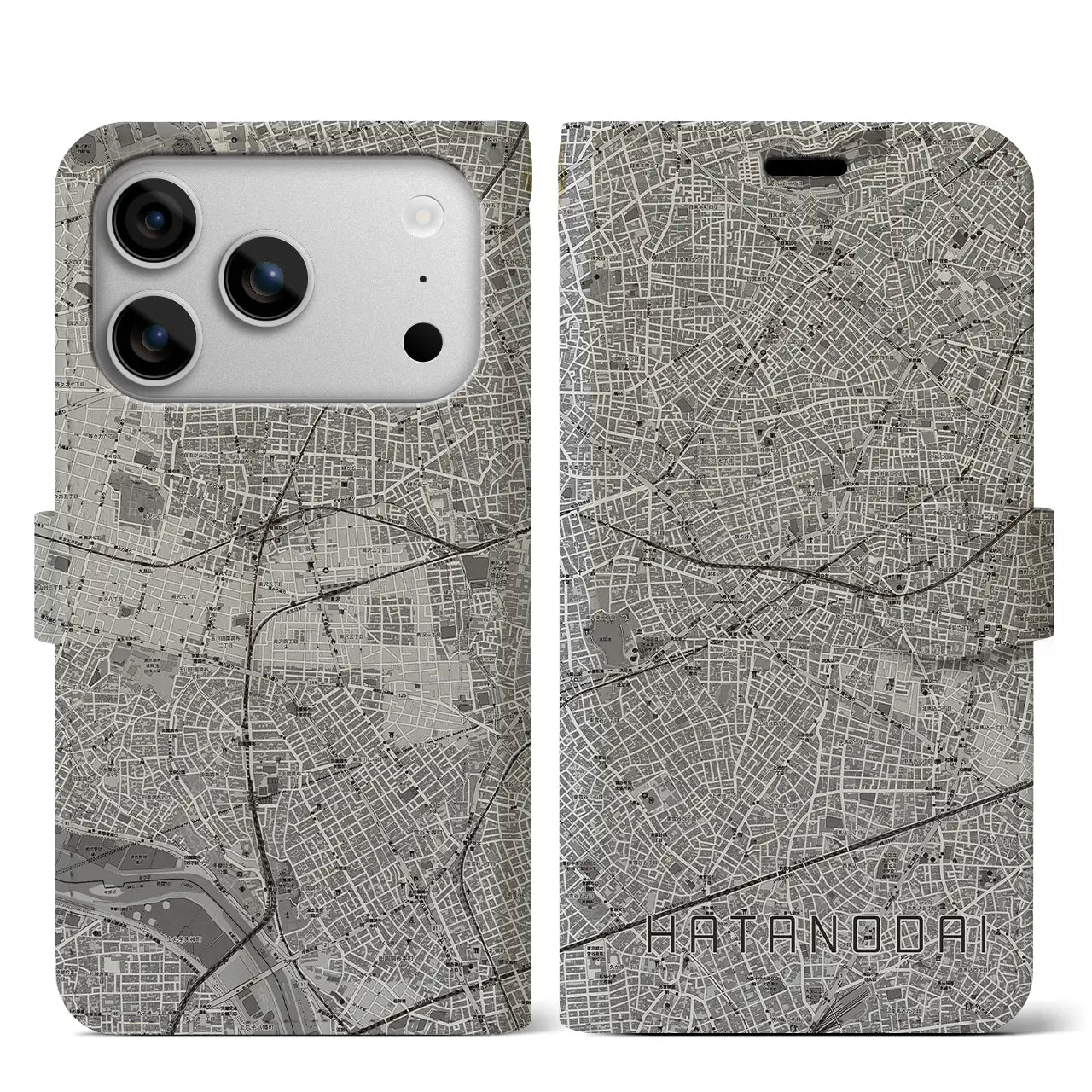 【旗の台（東京都）】地図柄iPhoneケース（手帳タイプ）