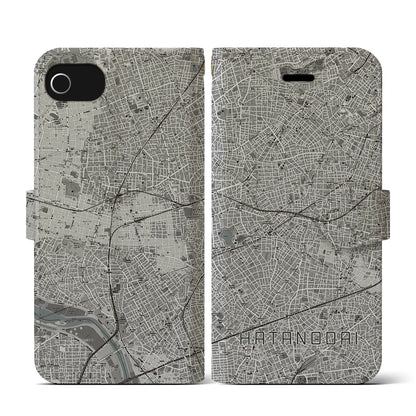 【旗の台（東京都）】地図柄iPhoneケース（手帳タイプ）モノトーン・iPhone SE（第3 / 第2世代） / 8 / 7 / 6s / 6 用