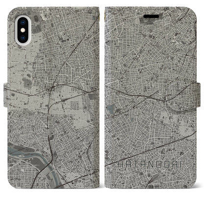 【旗の台（東京都）】地図柄iPhoneケース（手帳タイプ）モノトーン・iPhone XS Max 用