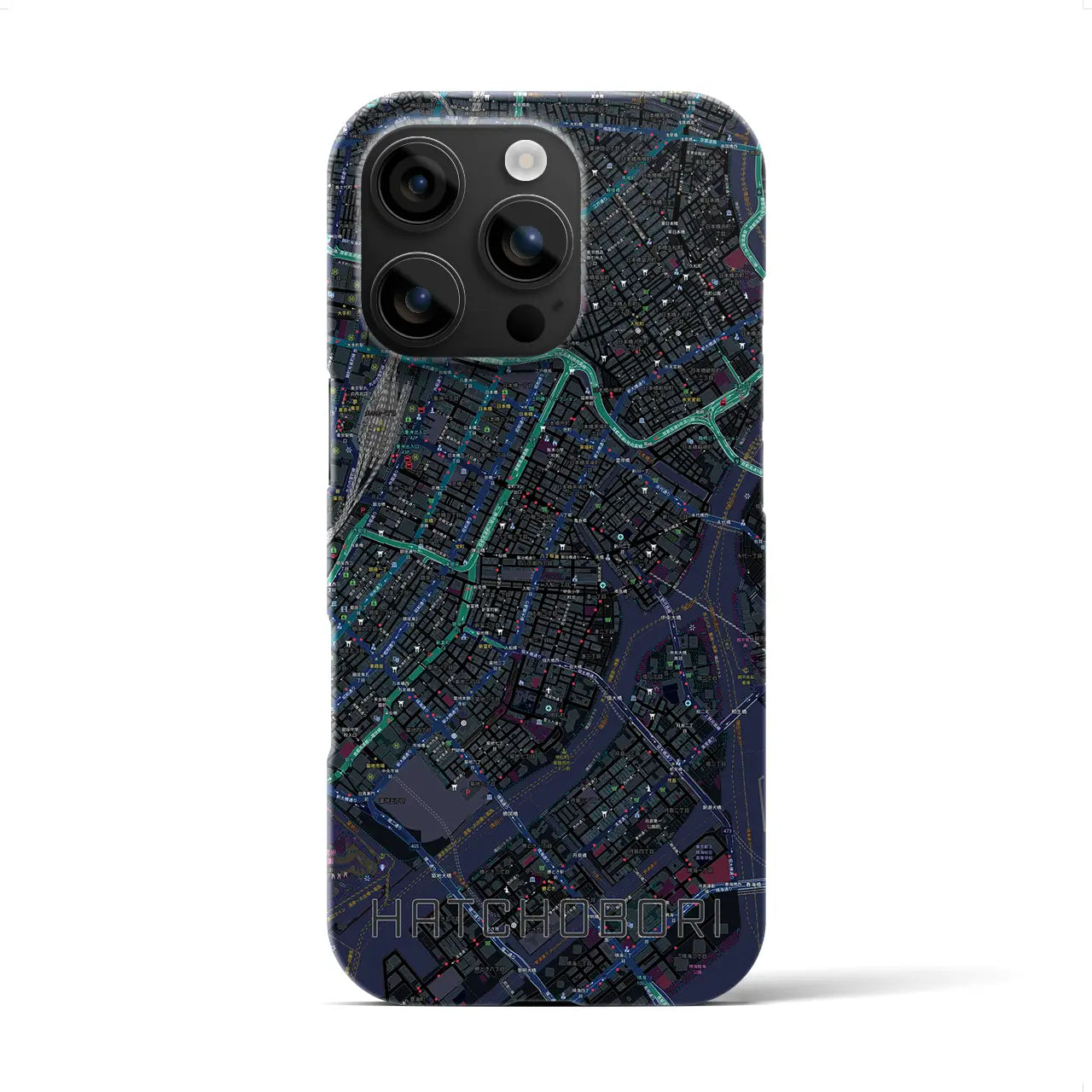 【八丁堀（東京都）】地図柄iPhoneケース（バックカバータイプ）